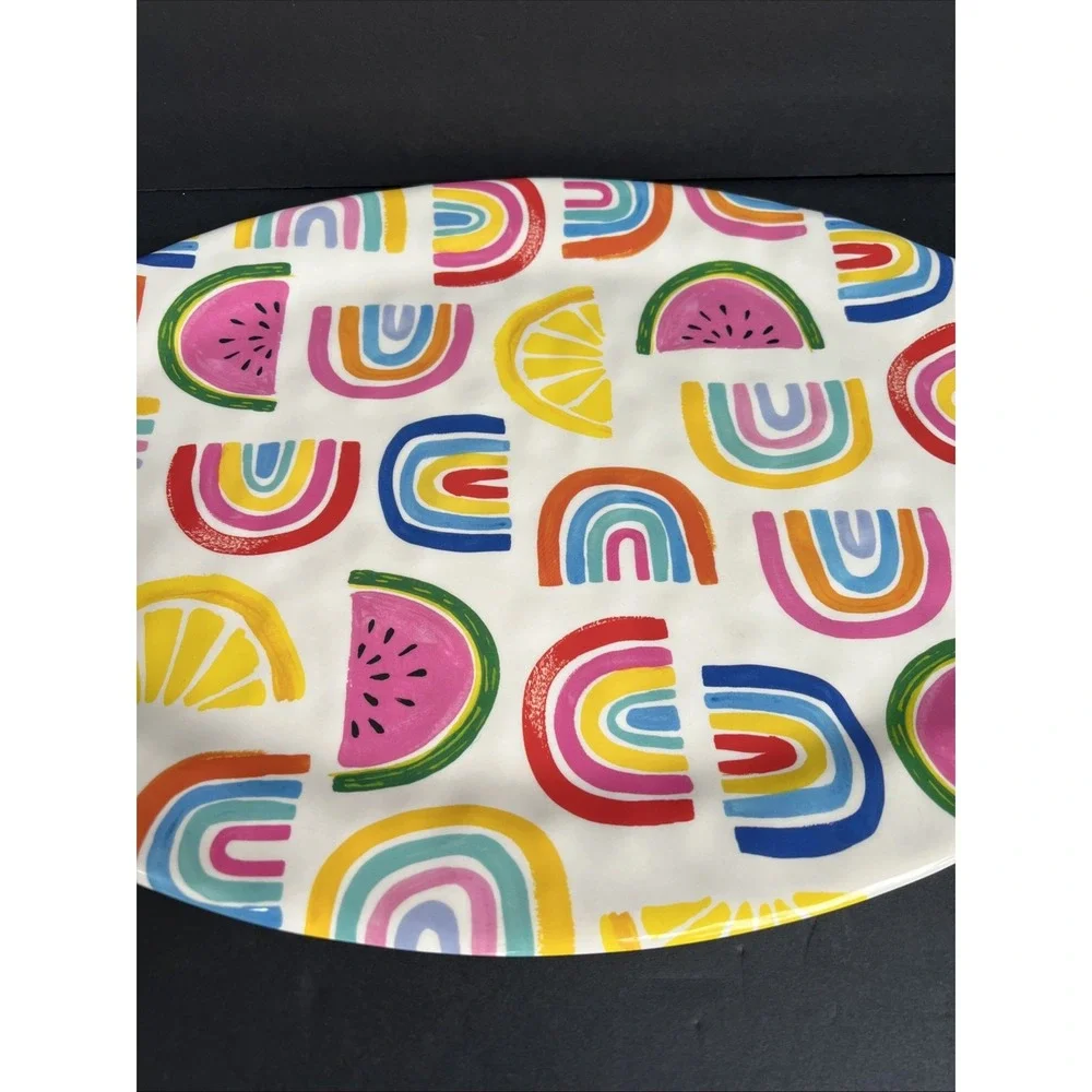 Rainbow XL Watermelon Summertime Serving Tray Melamine Platter Appetizer 20